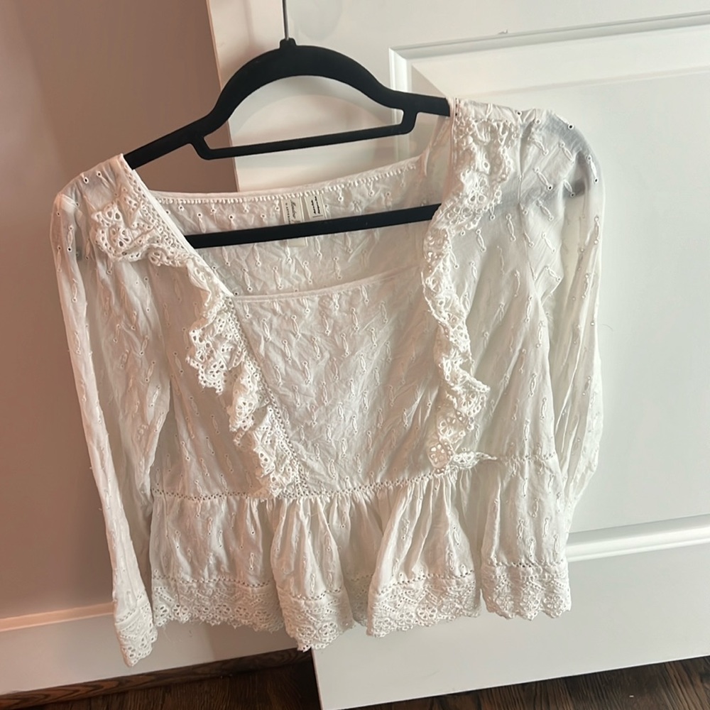 Anthropologie white lace long sleeve